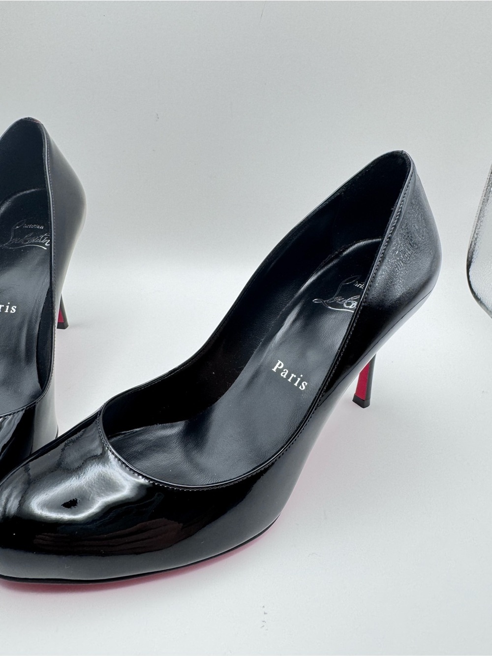 Christian Louboutin Dolly Pump 85 Black Patent Red Sole Heels EU 36.5 - Picture 2 of 9